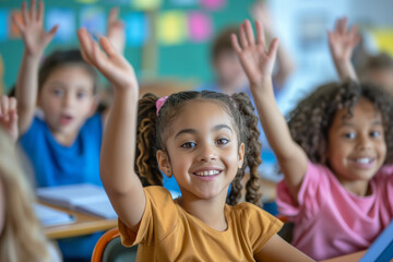 Diverse Group Of Young Students Engaged In Classroom Activities, Showing Enthusiasm