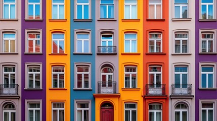 Obraz premium Creative multi-colored facade of the house. Front view