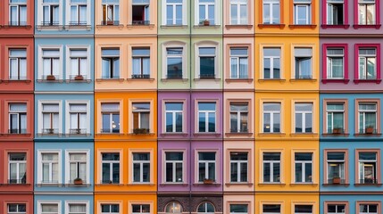 Obraz premium Creative multi-colored facade of the house. Front view