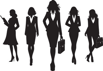 Silhouette of business women standing. women's day. isolated vector