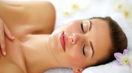 Obraz na płótnie Canvas Woman Receiving Relaxing Back Massage at Spa Retreat Generative AI