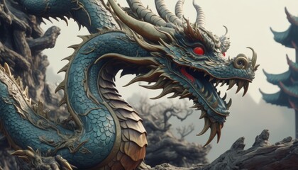 Beautiful fantasy dragon. Year of the Dragon according to the eastern horoscope