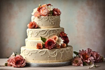 Obraz na płótnie Canvas wedding cake with rose