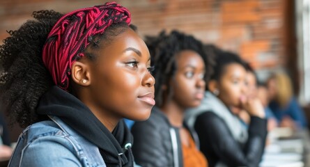 Diverse Group of Women Sitting Together in a University Setting Generative AI