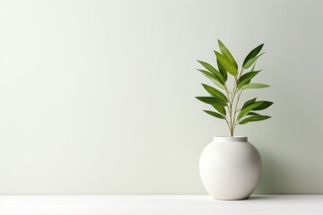 Lush Green Plant Leaves in a Sleek Ceramic Vase