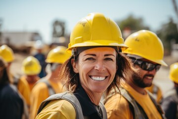 Portrait of a smiling middle aged female construction worker