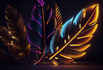 neon feather background Generative AI
