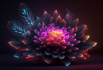 neon flower background Generative AI 