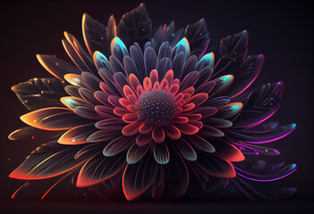 neon flower background Generative AI 