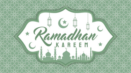 Vector Ramadan Kareem Background with Seamless Pattern