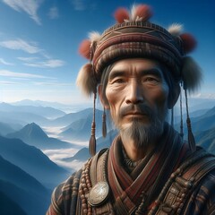 portrait of a man han tribe - obrazy, fototapety, plakaty