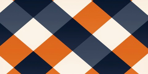 Navy argyle and orange diamond pattern, in the style of minimalist background