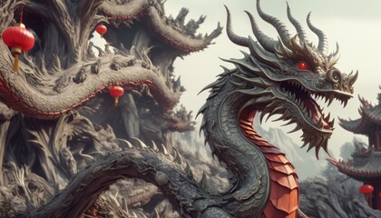 Fototapeta premium Beautiful fantasy dragon. Year of the Dragon according to the eastern horoscope
