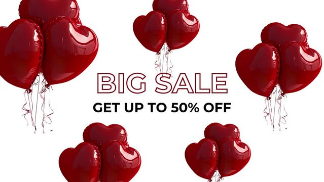 Big Discount up to 50% Off Hot Sale Valentines day white background