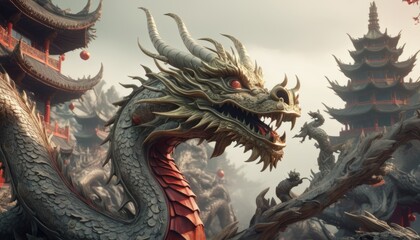 Obraz premium Beautiful fantasy dragon. Year of the Dragon according to the eastern horoscope