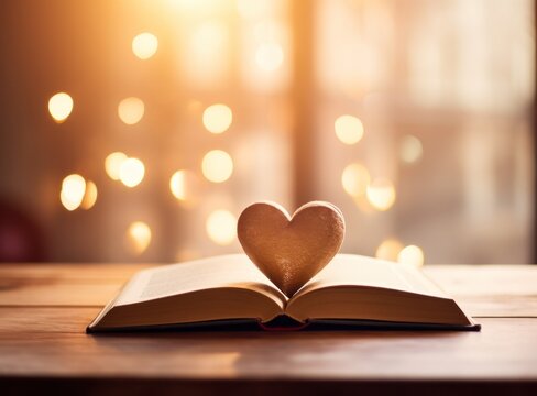 a lighthearted valentine's day book with heart shape in the middle on top of a wooden table