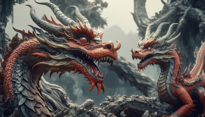 Fototapeta premium Beautiful fantasy dragon. Year of the Dragon according to the eastern horoscope