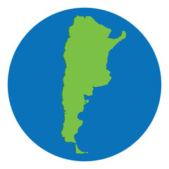 Argentina map. Map of Argentina green color in globe design with blue circle color.