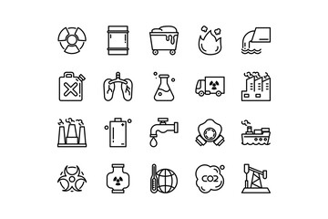 Set of pollution icons