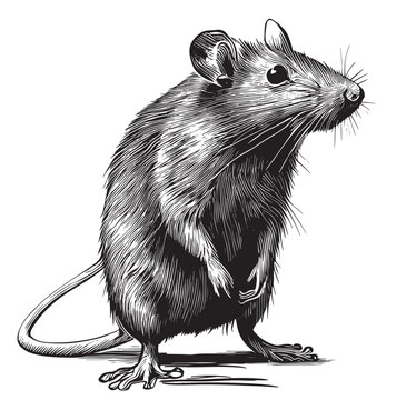 Rat animal sketch hand drawn sketch, engraving style vector illustration.