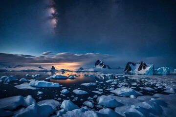 landscape with snow and moon