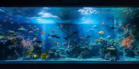 Cool observation of mesmerizing tropical fish Aquarium tank ,best place to visit with children on a holiday,aquarium room with light, aquatic organism, freshwater, marine, aquatic organisms,

