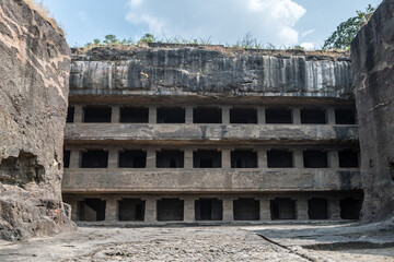 views of ellora caves in aurangabad, india