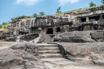 views of ellora caves in aurangabad, india
