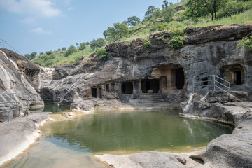 views of ellora caves in aurangabad, india