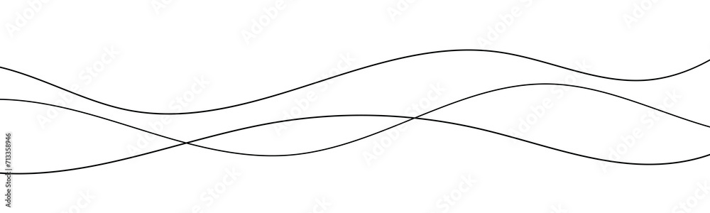 Aufkleber Thin line wavy background. Curve wave seamless pattern. Line art striped graphic template. Abstract black lines wave curve motion on white background vector