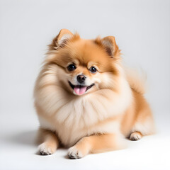 cute pomeranian isolated on white background. ai generative