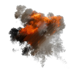 Aerial explosion isolated transparent background sketch
