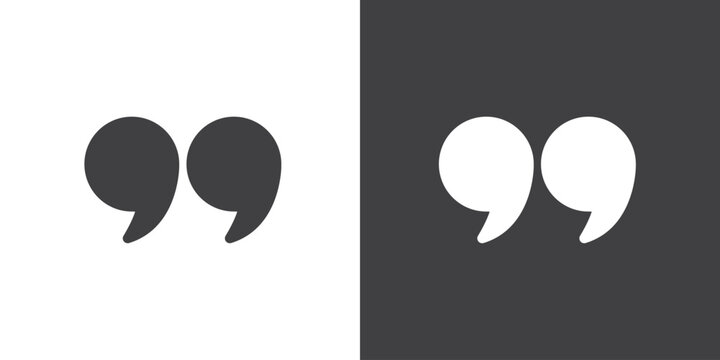 Double quote mark icon in outline style, Quotes icon vector symbol.