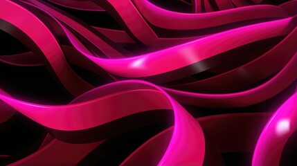 Abstract Pink wave lines on black background. Pink flow wave design element on dark background. Science technology design..