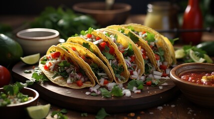 Independece of mexico with tacos theme  UHD wallpaper - obrazy, fototapety, plakaty