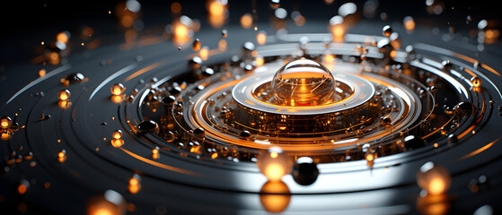 The computer-generated illustration is like close-ups of some high-tech machinery. It's a beautiful image with shallow depth of field suitable for presentations on the topic of futuristic technology.