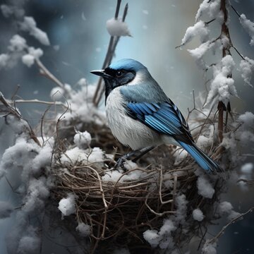 Winter season arrival guest birds images Generative AI