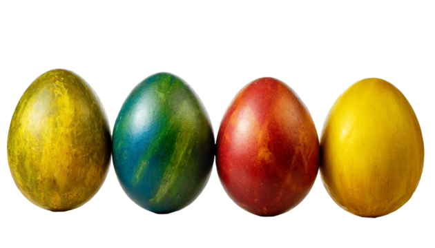 Easter eggs isolated on transparent background.