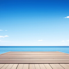 Blank Wooden Table  Sea View