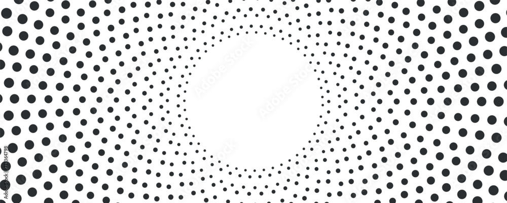 Fototapete Halftone circle frame dotted background set. Round border Icon using halftone random circle dots raster texture. Grunge circular stain. Vector illustration.