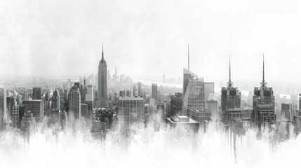  a black and white photo of a cityscape with a lot of tall buildings in the middle of it.
