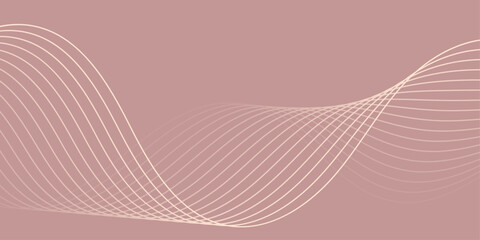 Abstract background with waves for banner. Medium banner size. Vector background with lines. Rosy brown color. Interior. Brochure, booklet