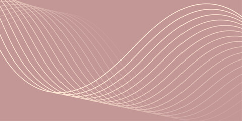 Abstract background with waves for banner. Medium banner size. Vector background with lines. Rosy brown color. Interior. Brochure, booklet