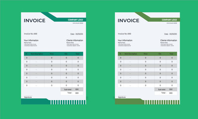 Professional and modern invoice template.Bill form business invoice accounting