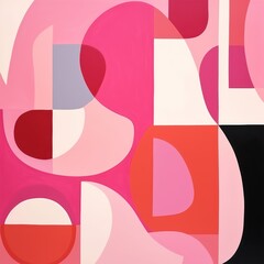 Pink abstract simple shapes, style of Matisse