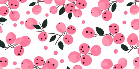 Pink Uva Ursi pattern, simple 2D svg vector illustration 