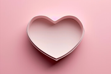 overhead view of an empty heart shaped box. Valentine's day gift box