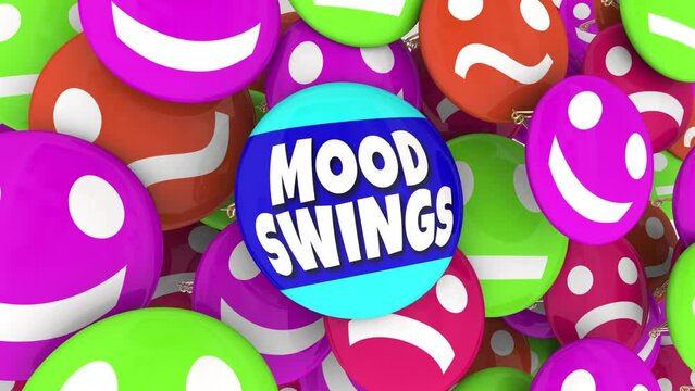 Mood Swings Stress Anxiety Emotion Changes Button Pins Bipolar Disorder Therapy 3d Animation