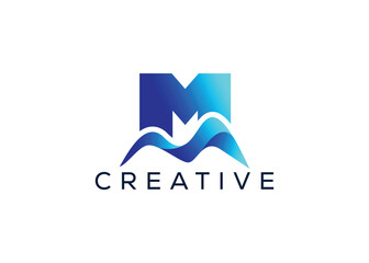 Minimal Letter M mountain logo design vector template. Initial Letter M hill vector logo