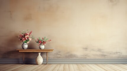 empty blank wall mockup, modern minimalistic interior, beautiful mockup for art painting or similar, generative AI